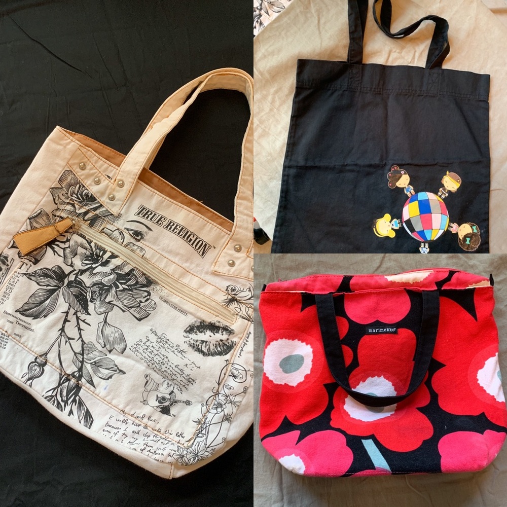 Bundle of 3 Canvas Totes—Harajuku, True Religion